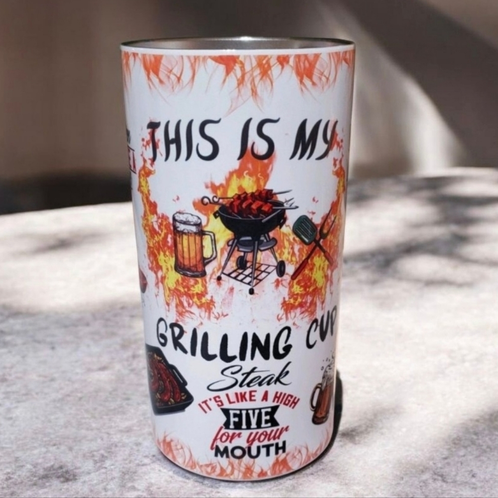 BBQ Grilling Sarcastic Funny Quotes 4 in 1 Can Cooler 14oz Tumbler 🎉sale